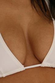 Hot Brunette In White Bikini
