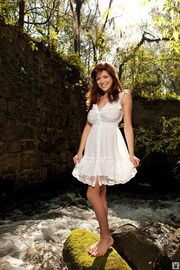 Tessa Fowler Playboy Girl Wearing White Summer Dress